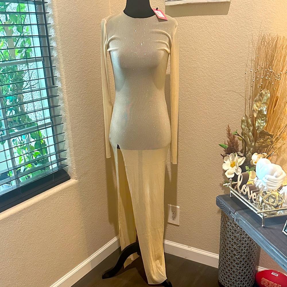 Edikted Cream Textured Dress